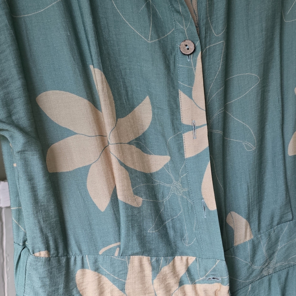 Floral Teal and Cream Jumpsuit